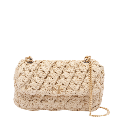 Mini Raffia Shoulder Bag In Beige