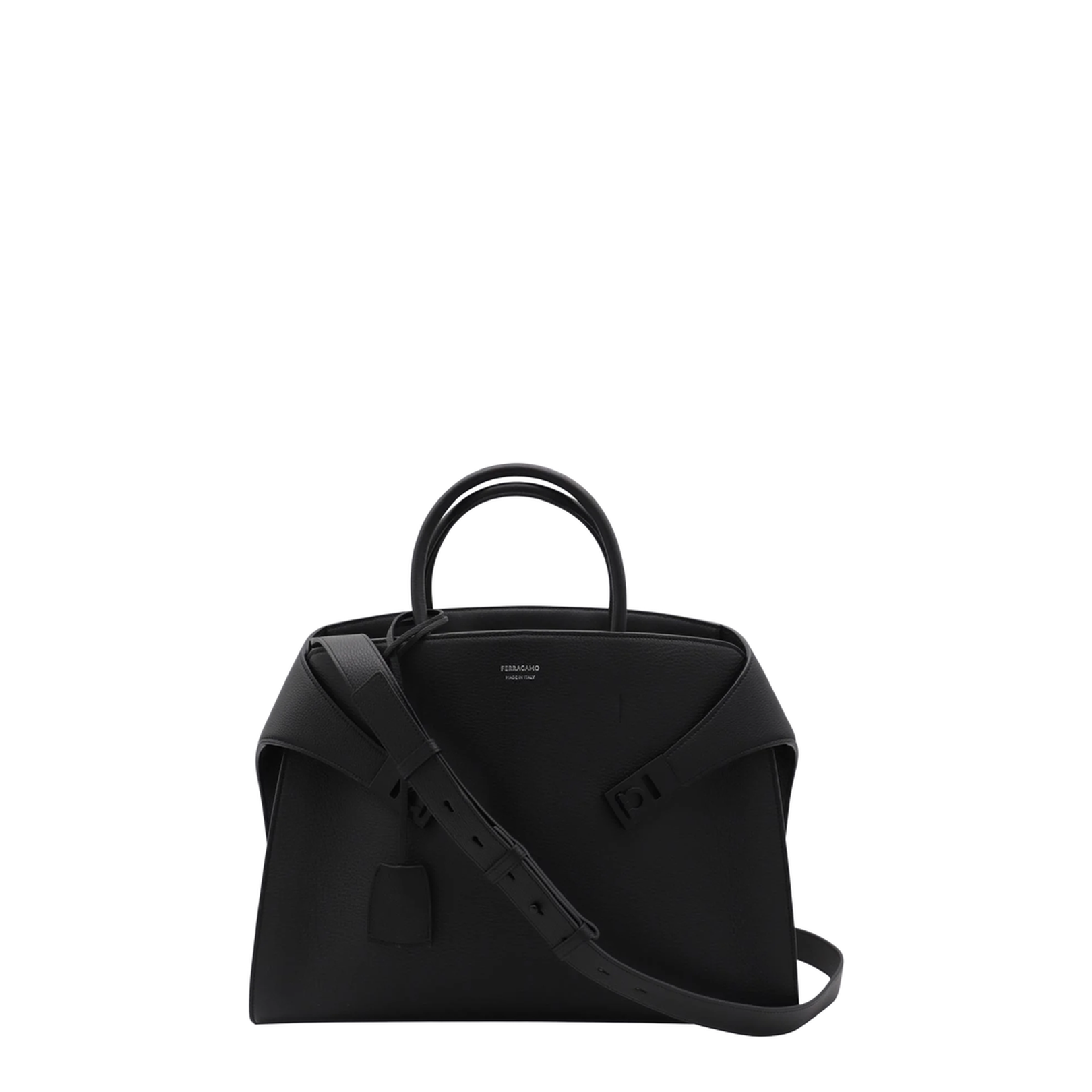 Black Leather Top Handle Bag