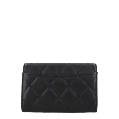 Classic Card Holder - Lambskin & Gold-Tone Metal, Black