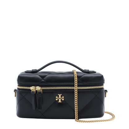 Kira Diamond Quilt Vanity Case - Black