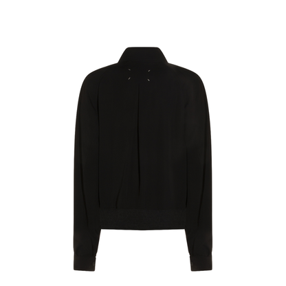 Black Zip-Up Jacket in Virgin Wool