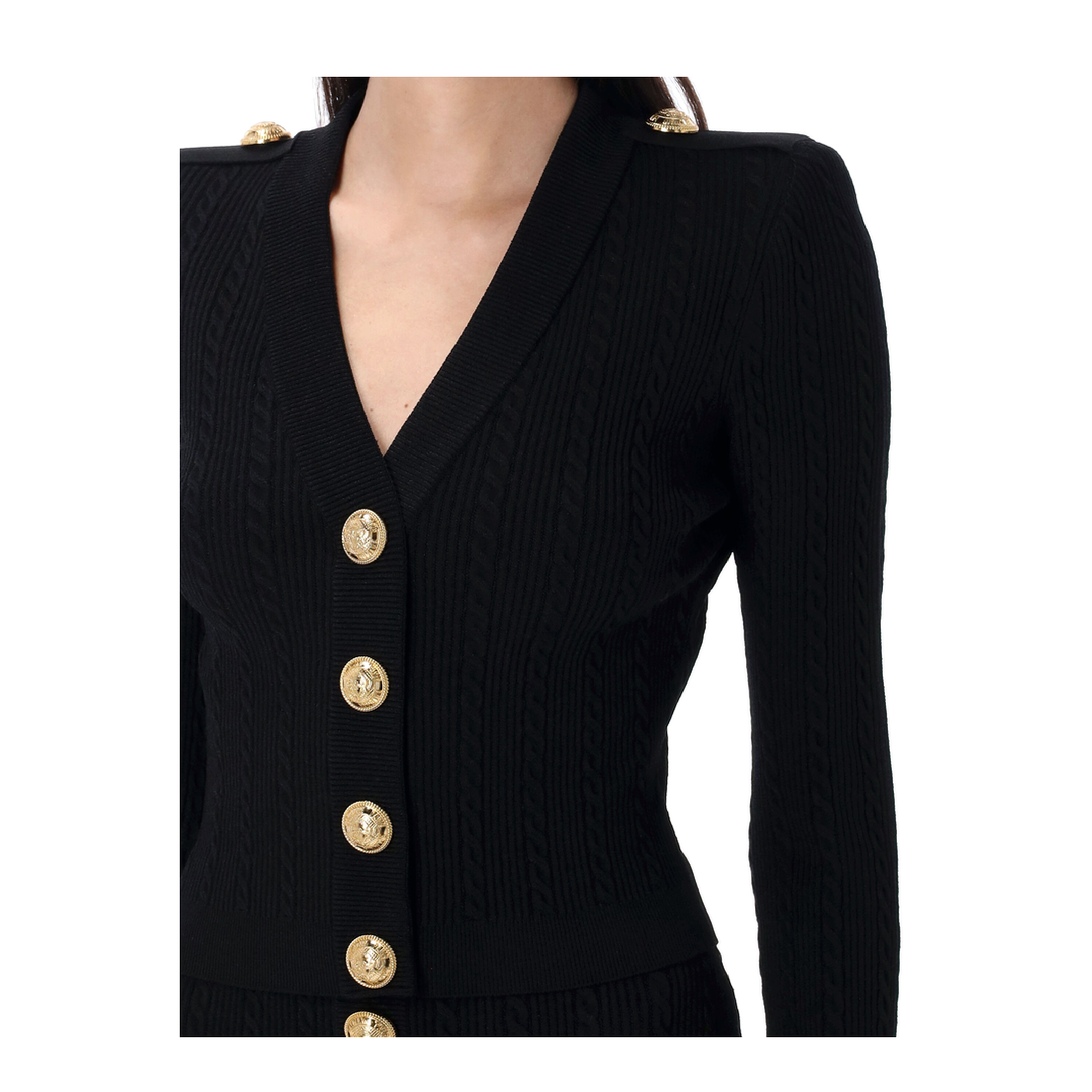 V-necked cardigan