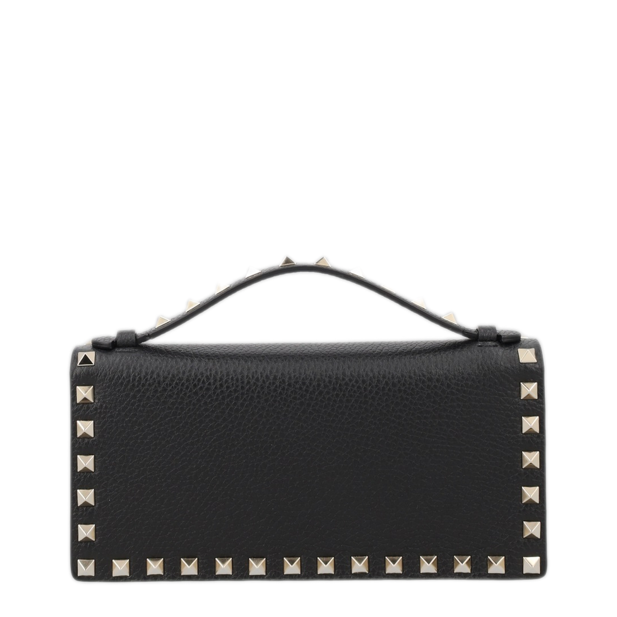 Black Rockstud Leather Wallet With Chain