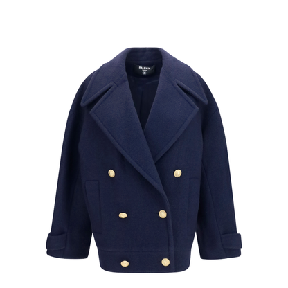 MAYFEYR - Balmain - Double-Breasted Wool Coat With Buttons - HF1UA205WC70