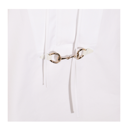 Cotton Poplin Shirt with Horsebit in White