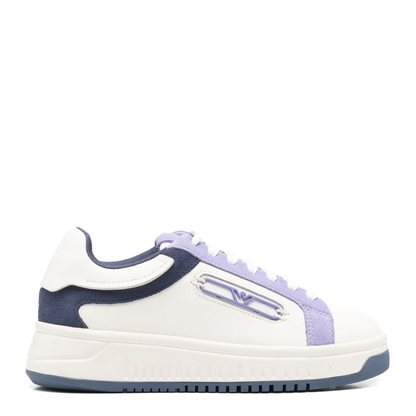 Leather Sneakers with Suede Details and Eagle Plate