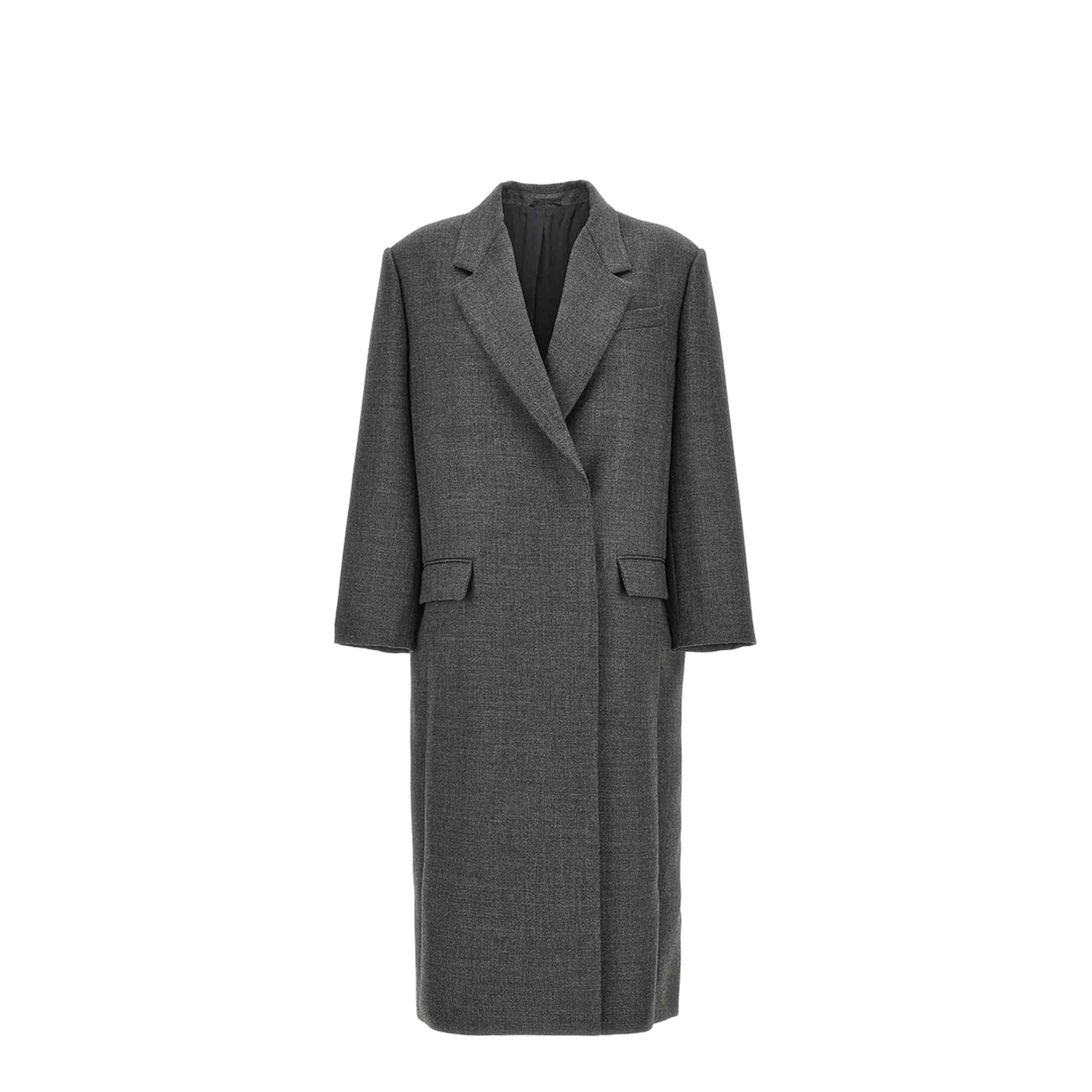 Double Breasted Wool Coat Dark Grey