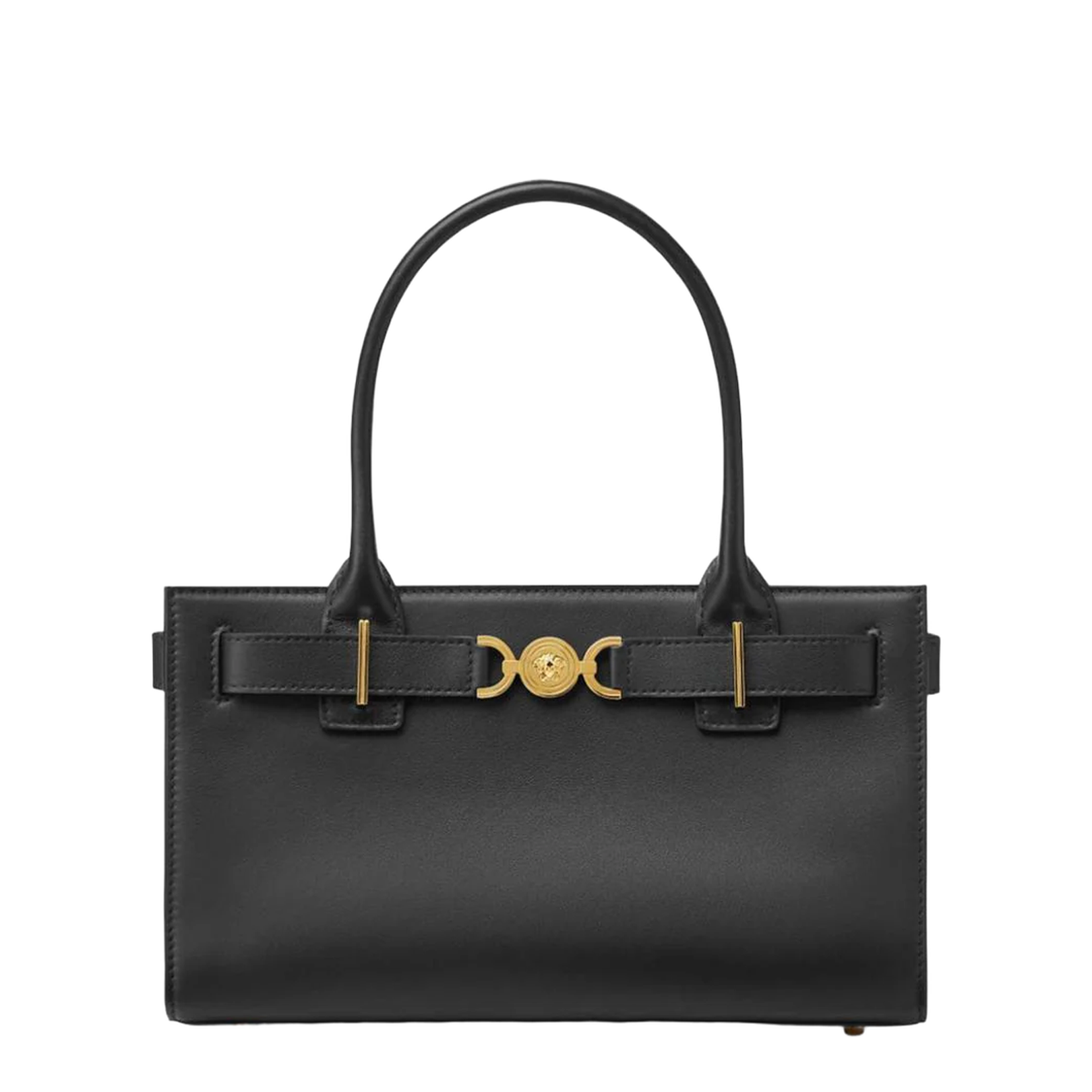 Medusa 95 Black Tote Bag With Logo Detail In Smooth