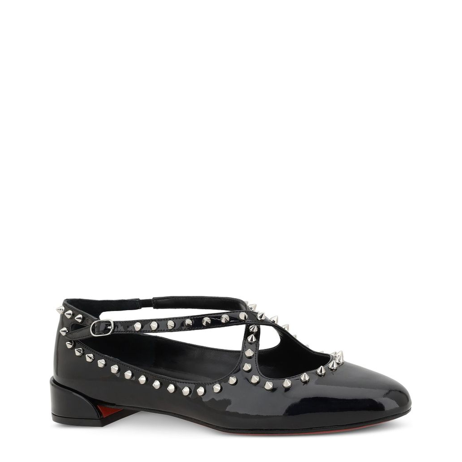 Side Buckle Fastening Stacked Heel Spike Stud Detailing