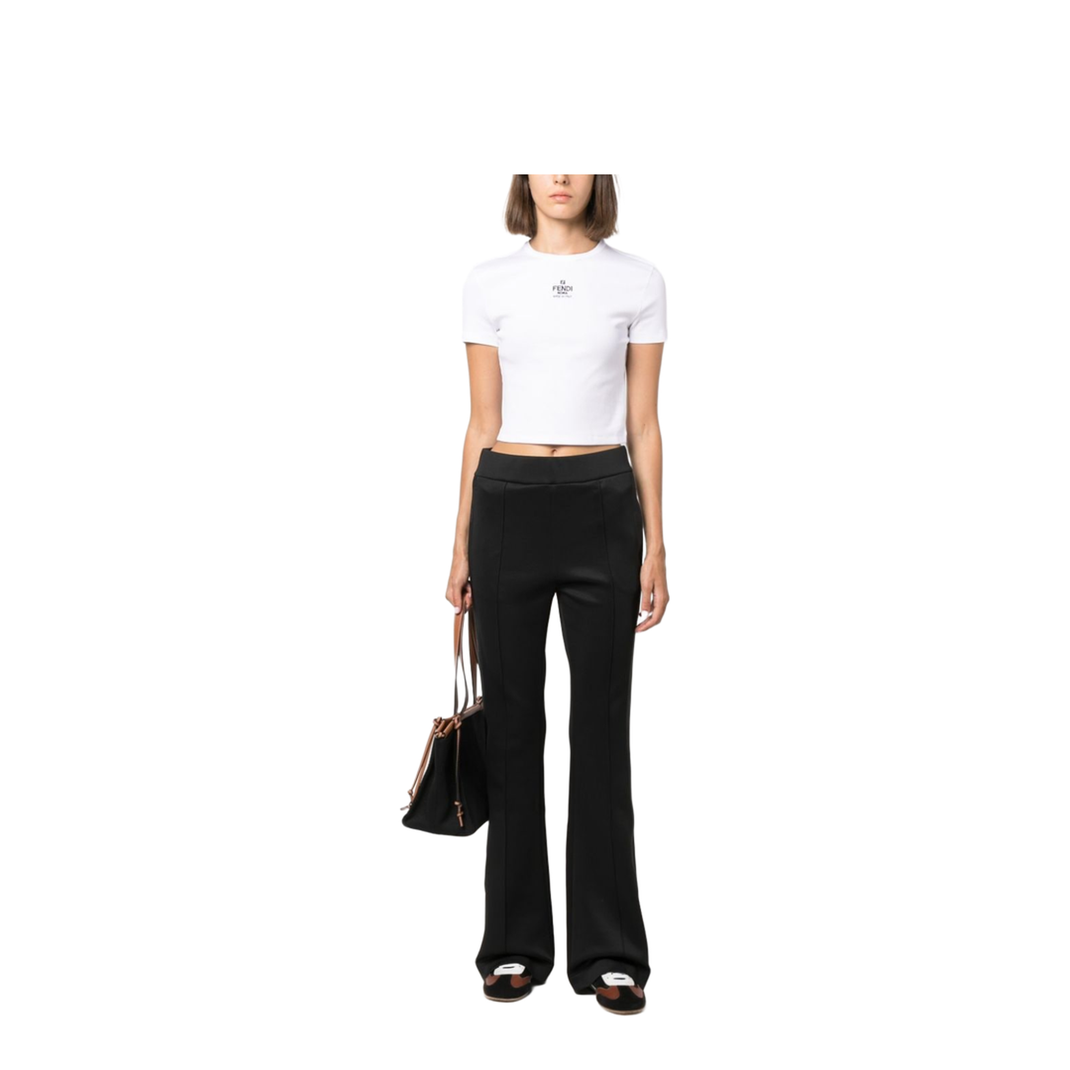 White Cropped T-Shirt with Logo