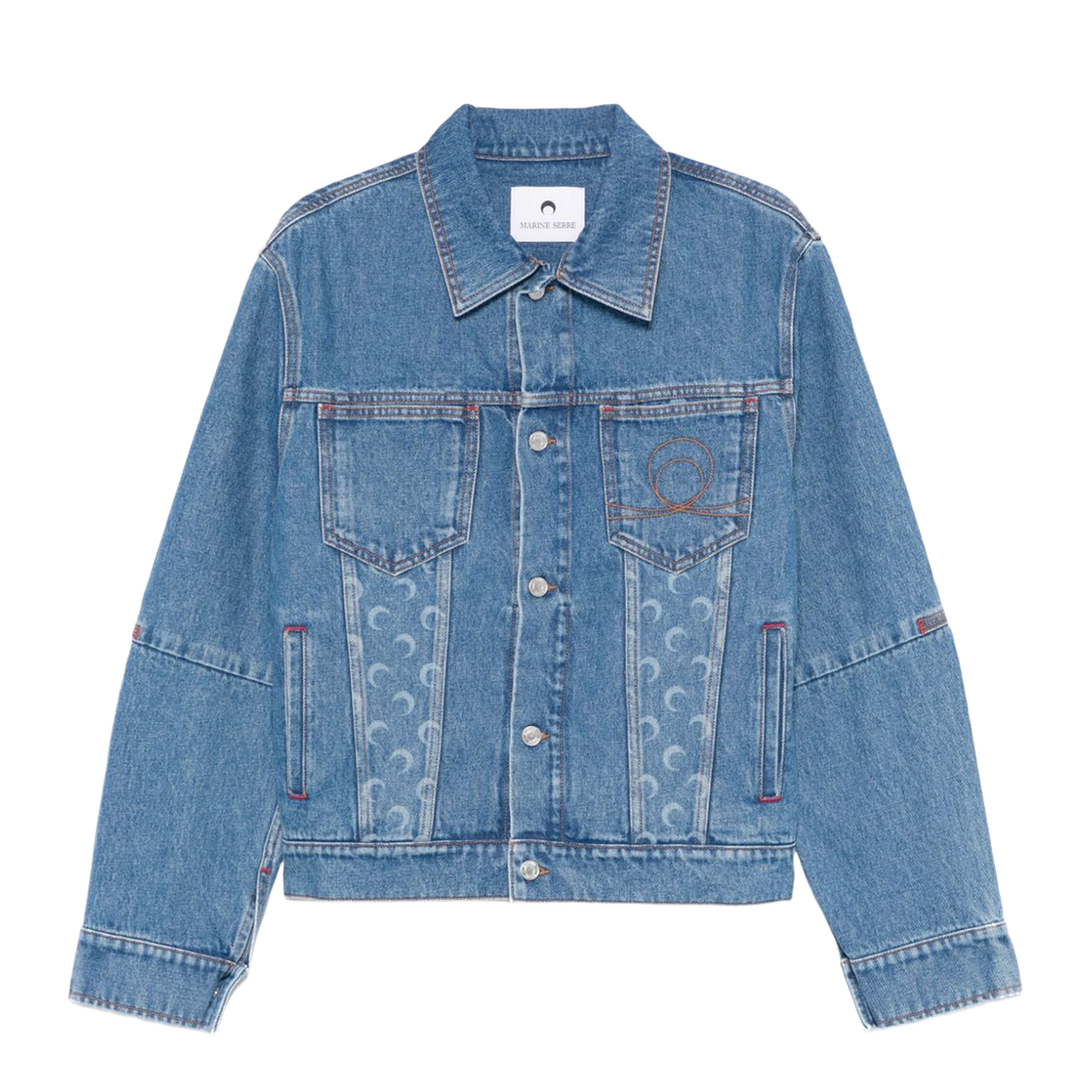 Crescent Moon-Print Denim Jacket