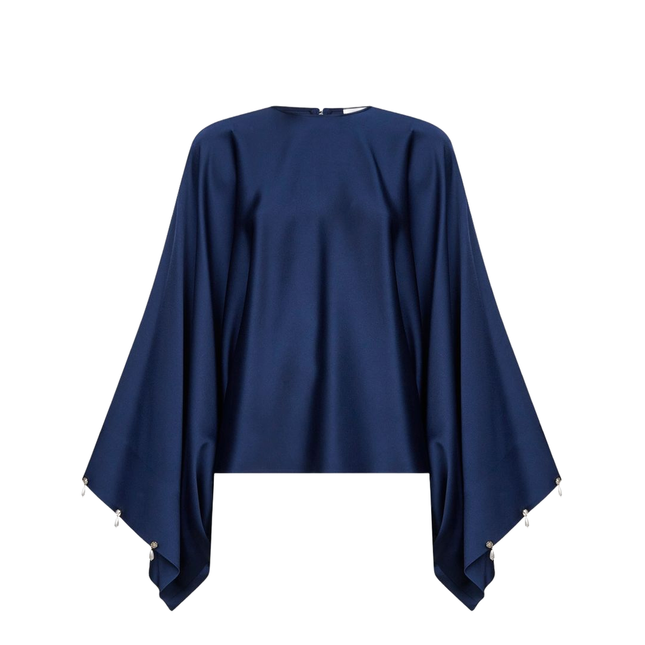 Navy Blue Oversized Viscose Satin Blouse