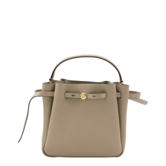 Romy Medium Pebbled Leather Bucket Bags - Soft Cement