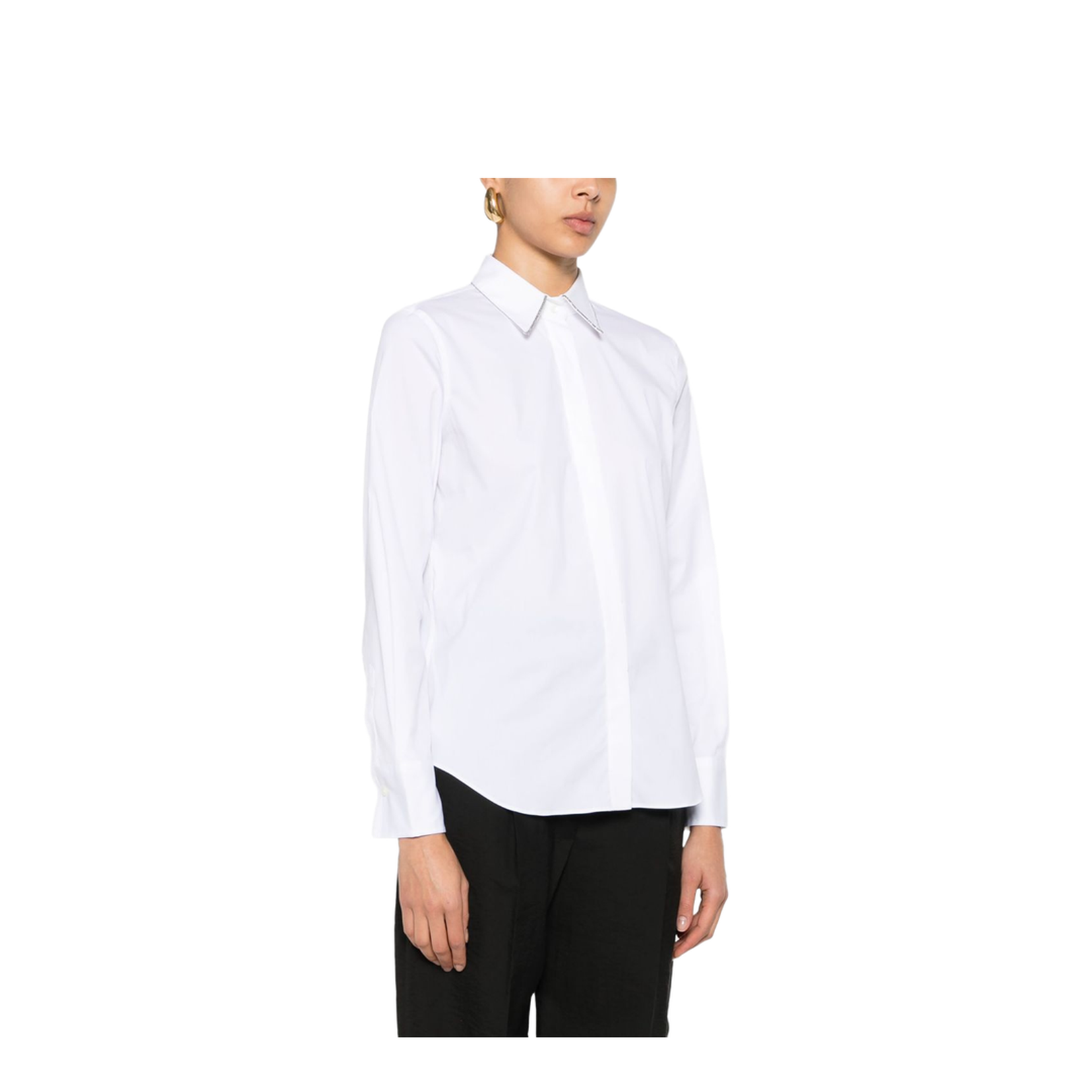 Stretch Cotton Poplin Shirt with Shiny Collar