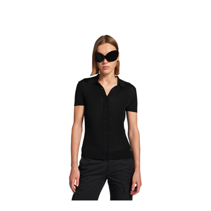 MAYFEYR - Balenciaga - Short Sleeved Ribbed Viscose And Cotton Knit Top - 857233T5237