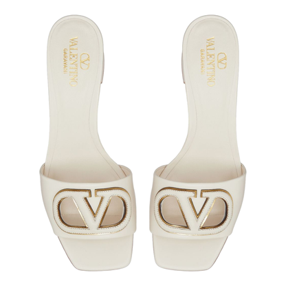 VLogo Cut-Out Leather Mules