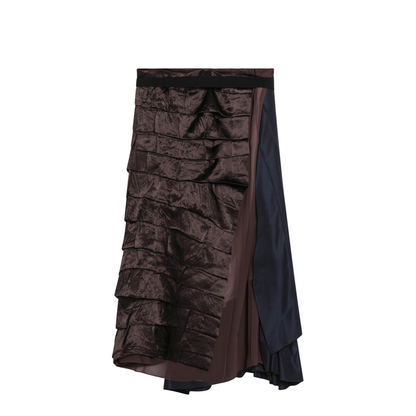 Blue Patchwork Faille Wrap Skirt