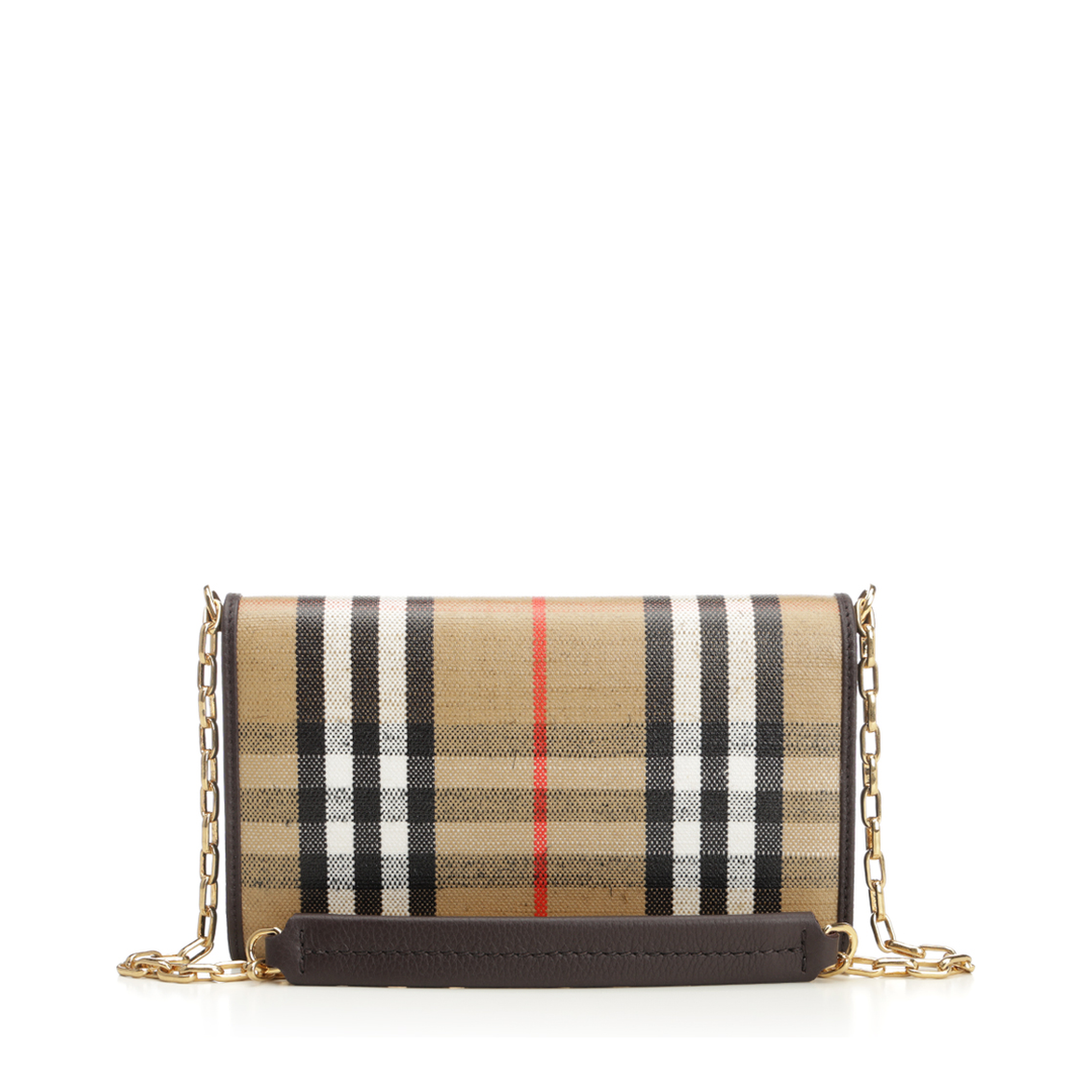 Waxed Canvas Shoulder Bag with Check Motif
