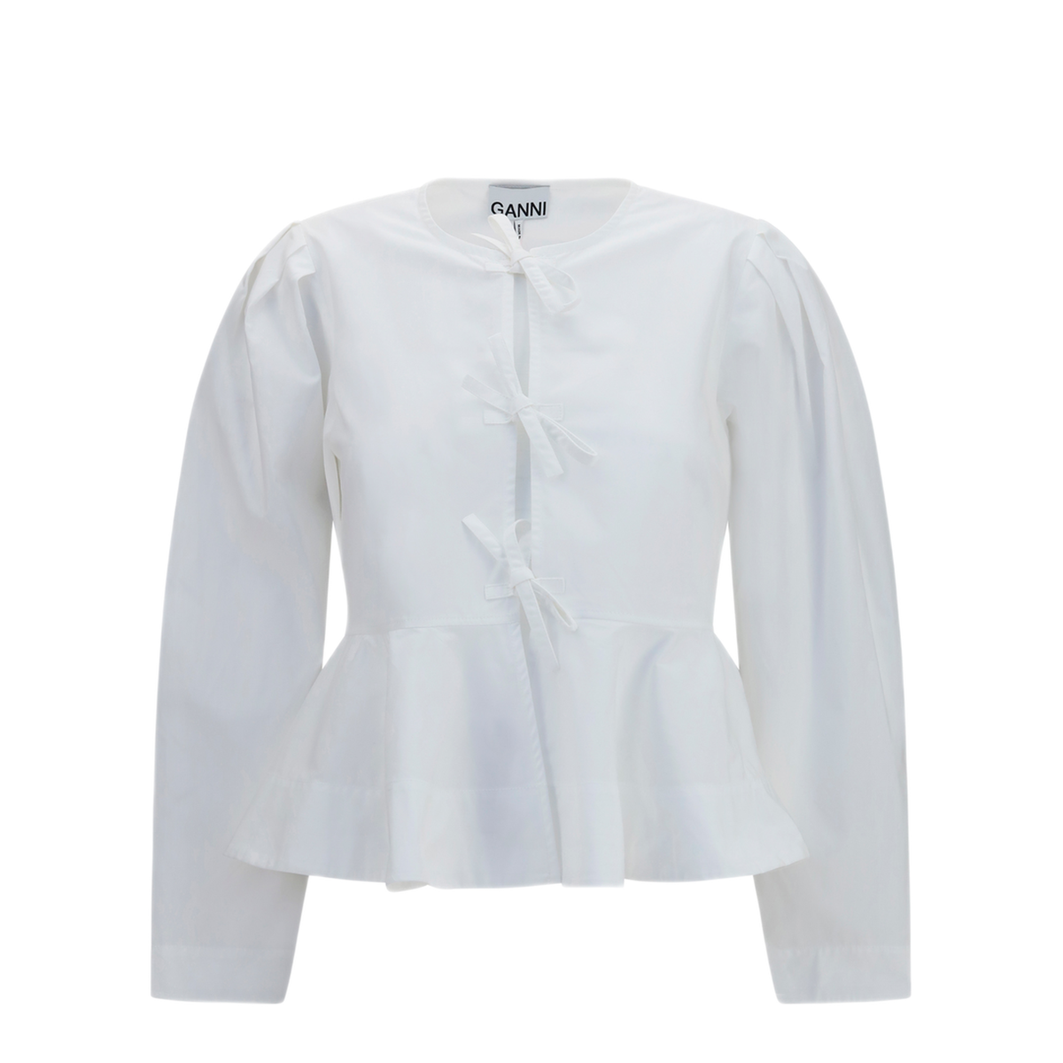 MAYFEYR - Ganni - Cotton Poplin Blouse With Bows - A1040486151