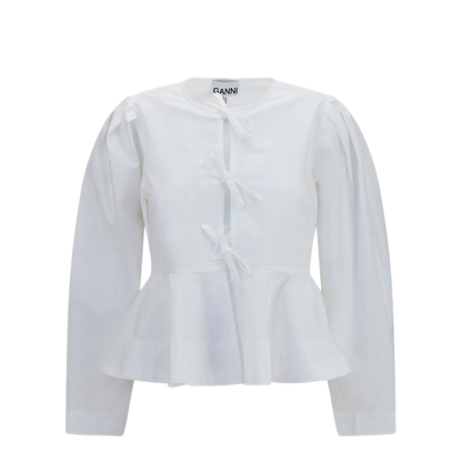 MAYFEYR - Ganni - Cotton Poplin Blouse With Bows - A1040486151