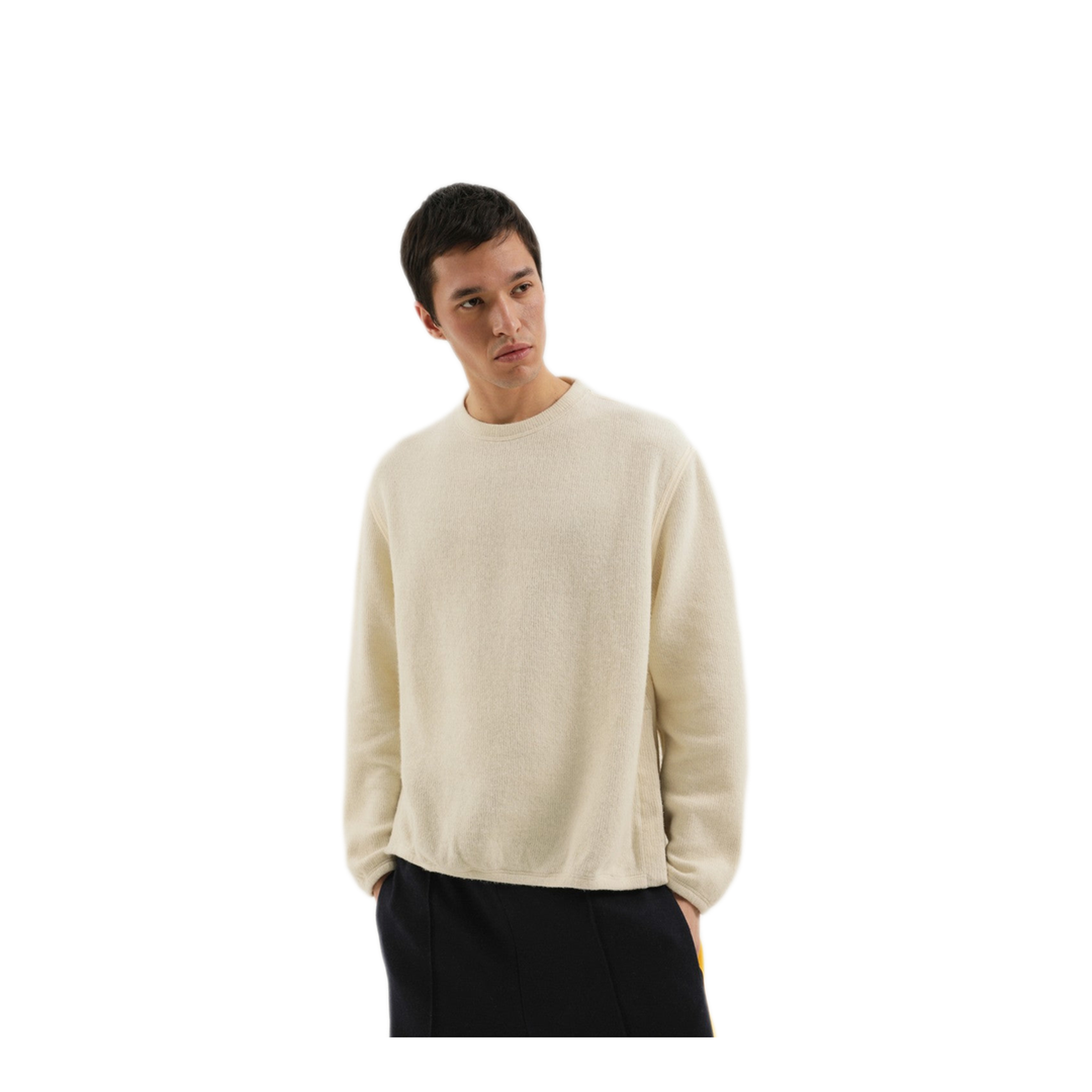 MAYFEYR - 1989 STUDIO - White Ribbed Sweater With Slits - F04MEL001JER0014100