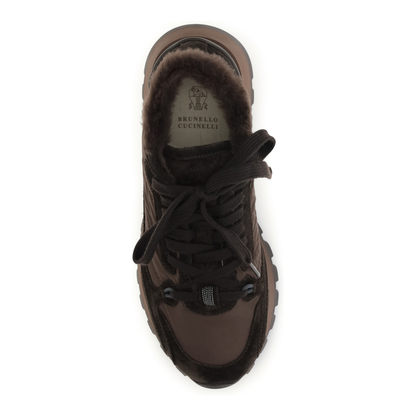 MAYFEYR - Brunello Cucinelli - Suede And Techno Fabric Sneakers With Shearling Lining - MZSFG3384C9795
