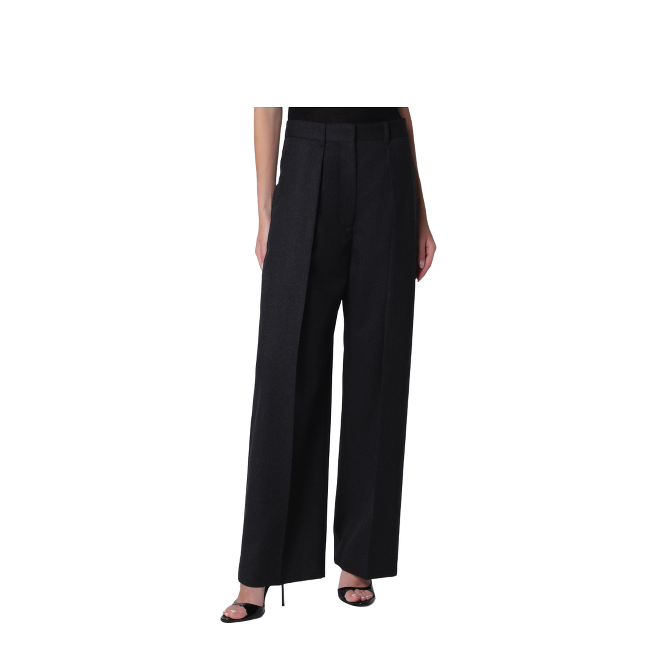 MAYFEYR - Victoria Beckham - Cecilia Trousers In Dark Grey Mélange Wool - 1226WTR002857QWODG