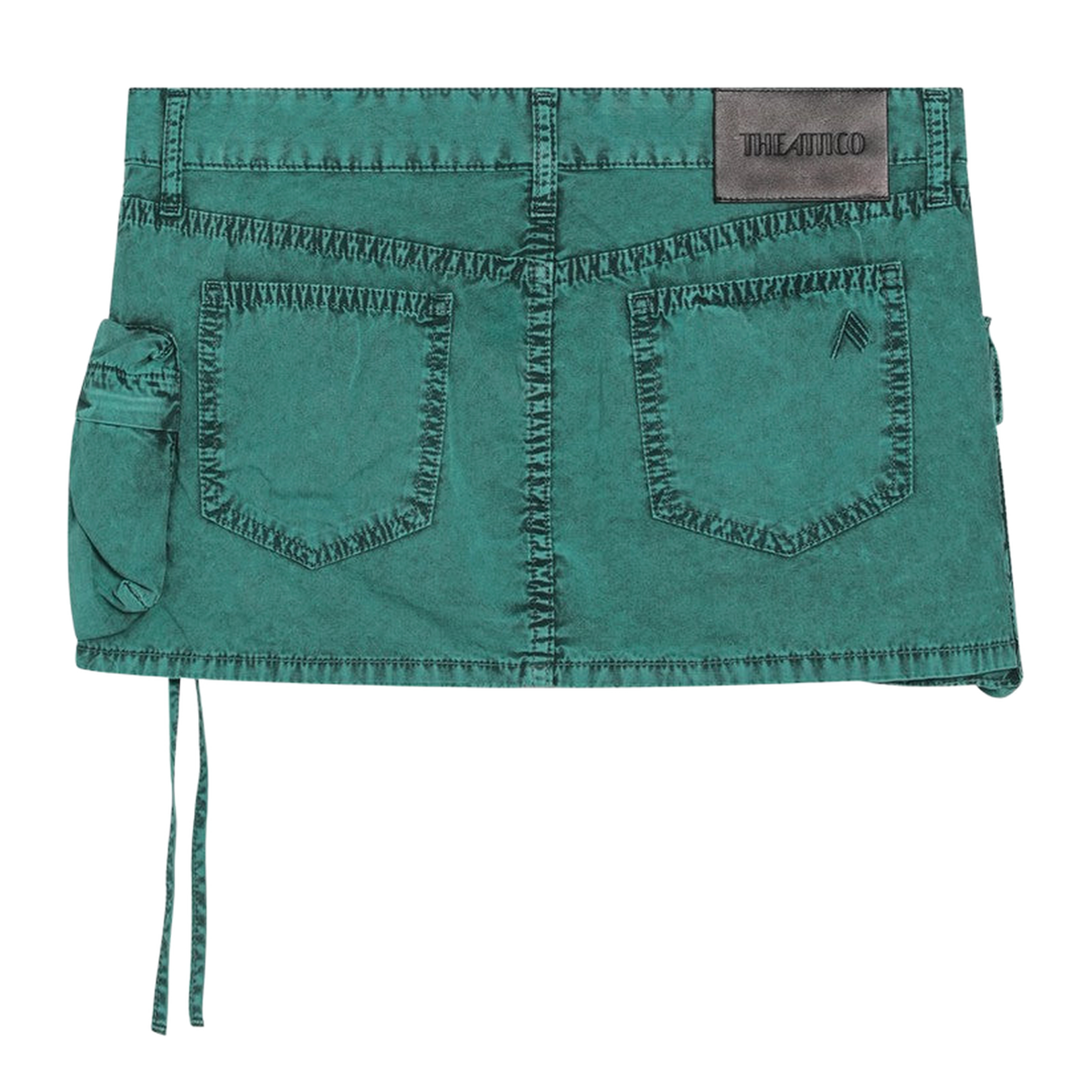 Green Cotton Denim Miniskirt
