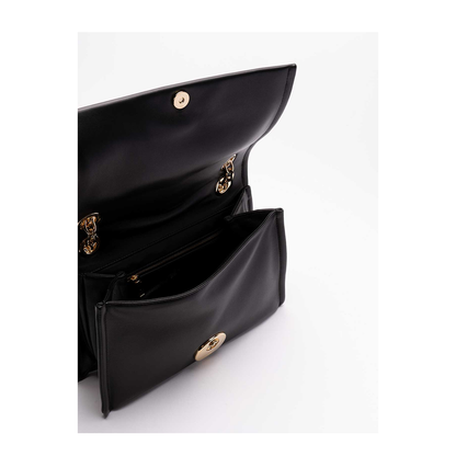 Leather Shoulder Bag with Metal Chain Handle