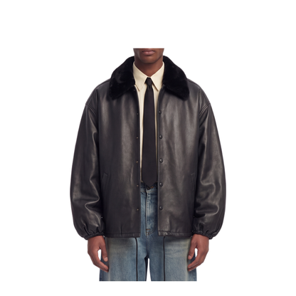 MAYFEYR - Willy Chavarria - Black Lambskin Coach Jacket - MMLJK020036N001
