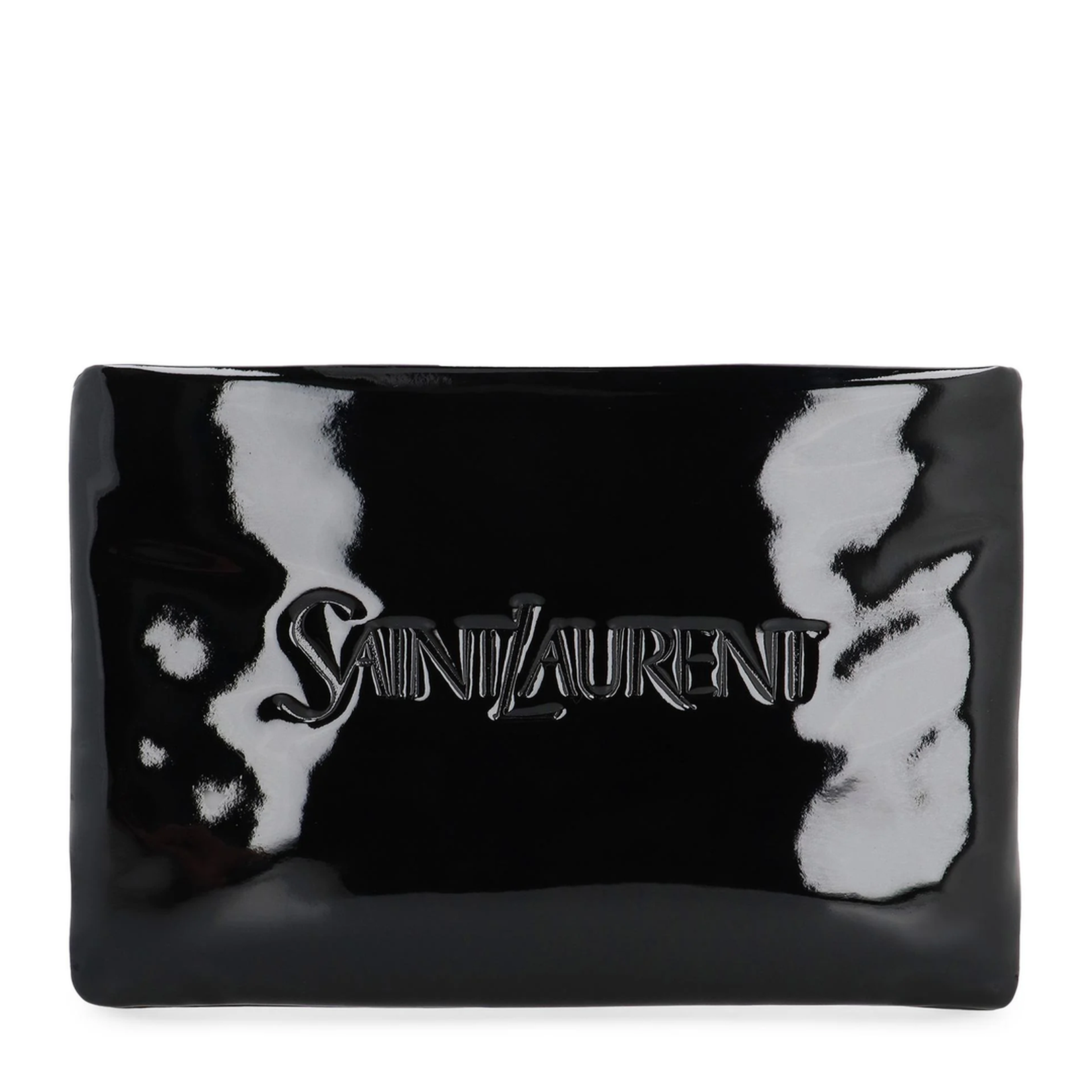 Puffy Small Leather Clutch Bags - Black