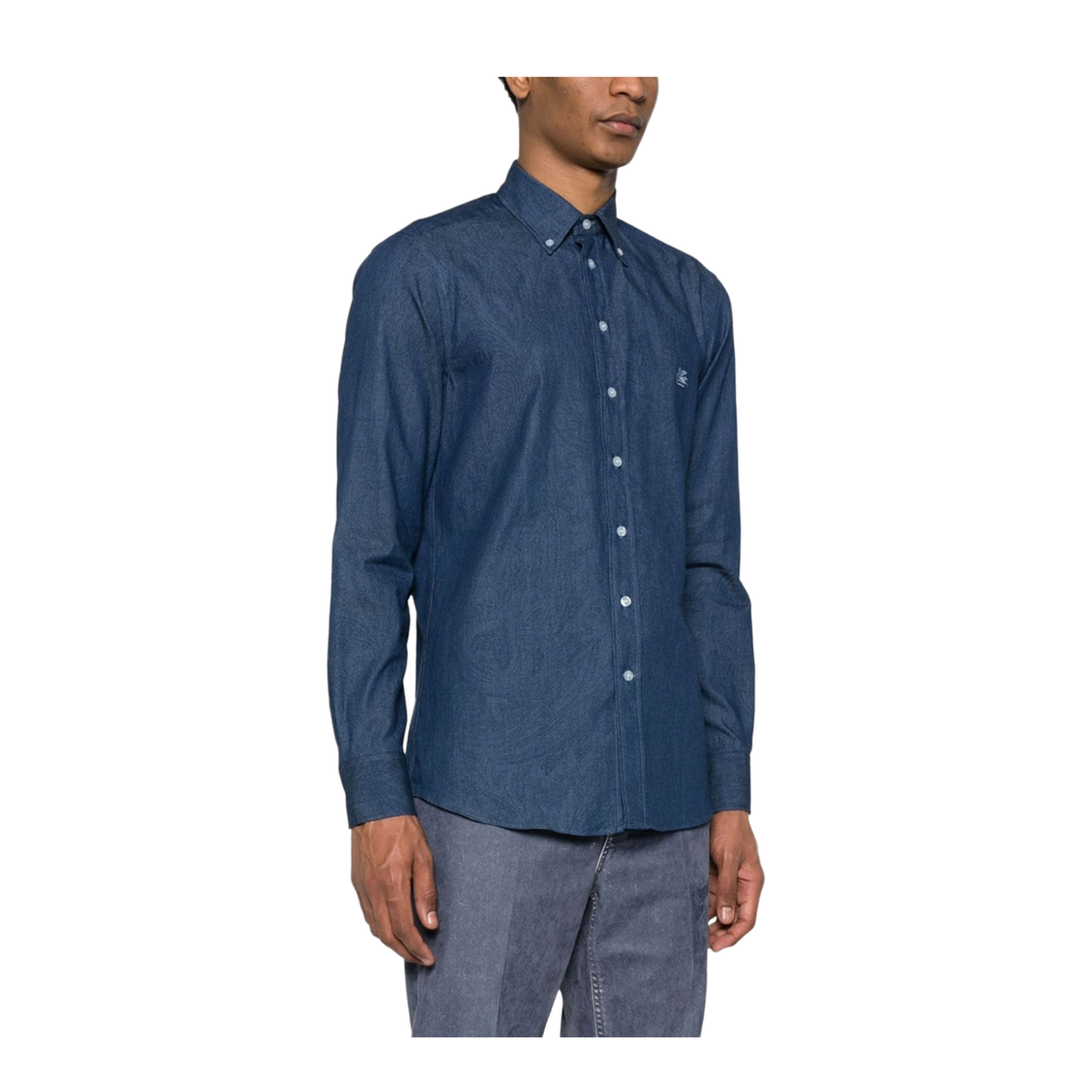 Indigo Blue Cotton Paisley Print Shirt