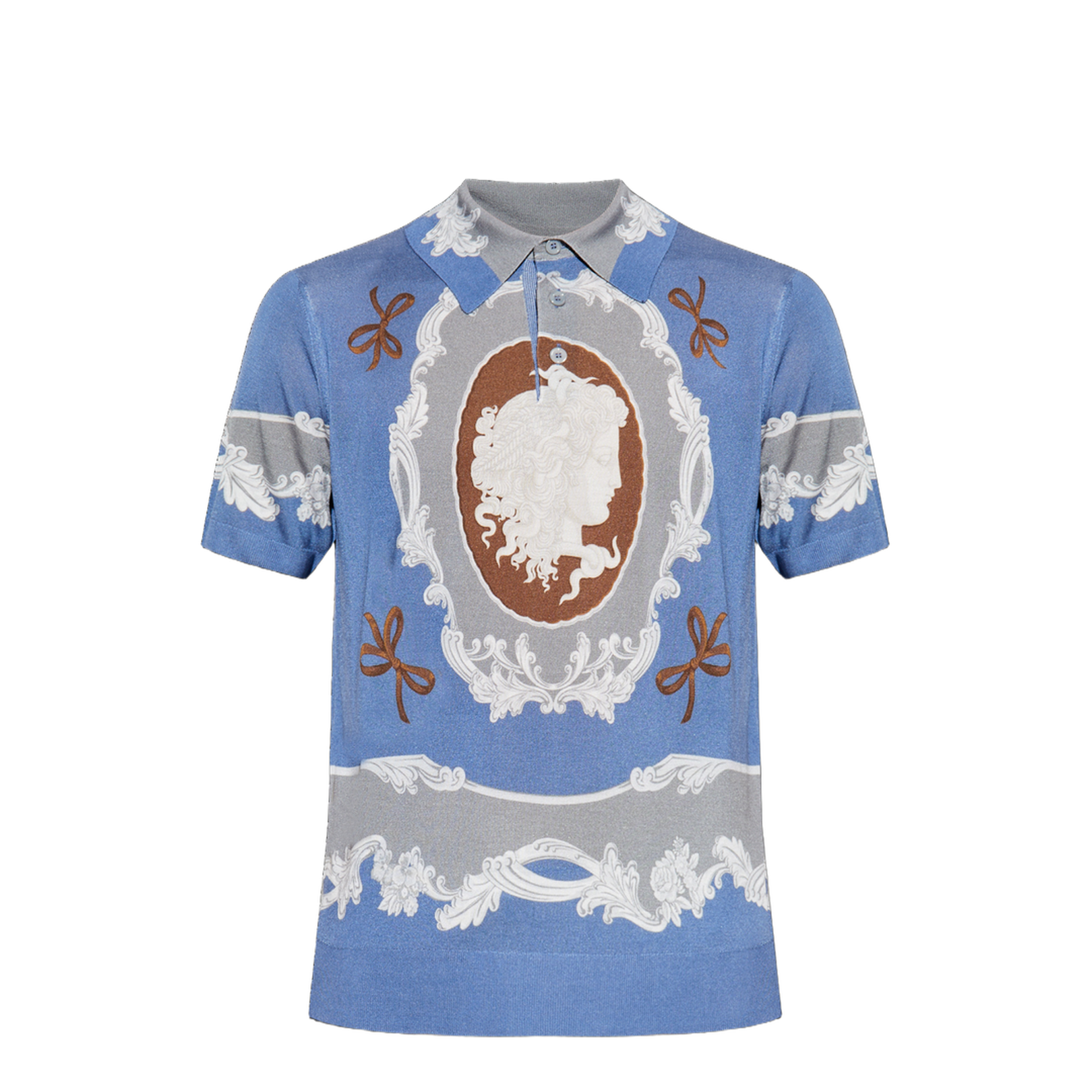 Polo with Medusa Cameo Print