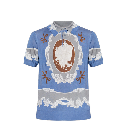 Polo with Medusa Cameo Print