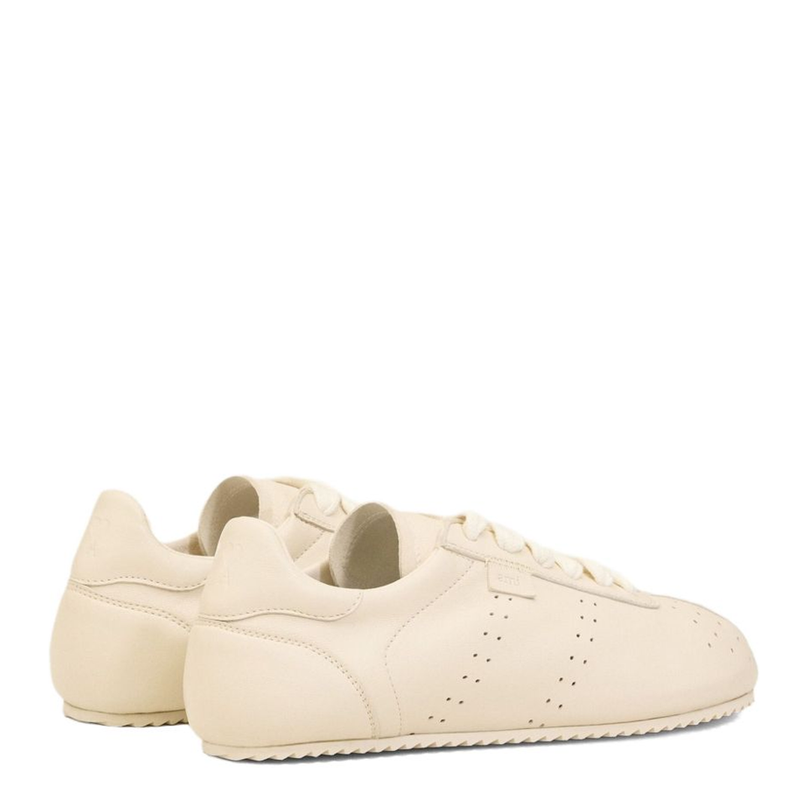 Ivory White Smooth Leather Low Top Step Sneakers