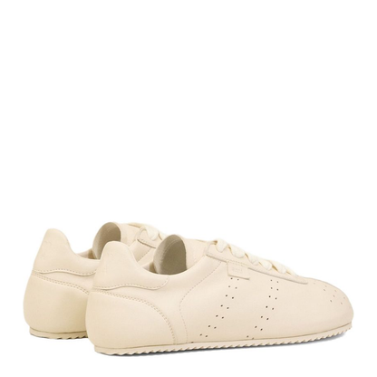 Ivory White Smooth Leather Low Top Step Sneakers