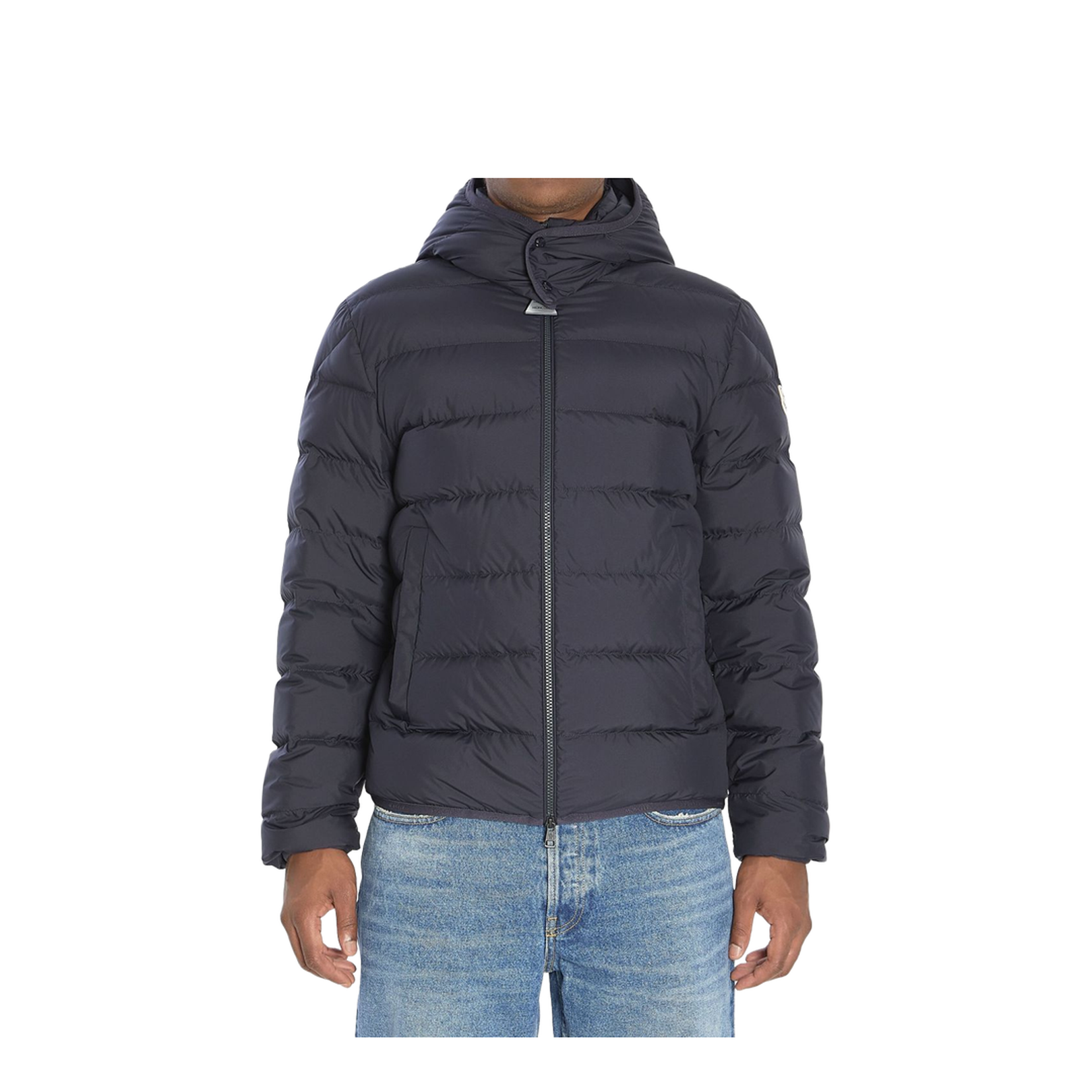 Navy Blue Hooded Short Down Jacket