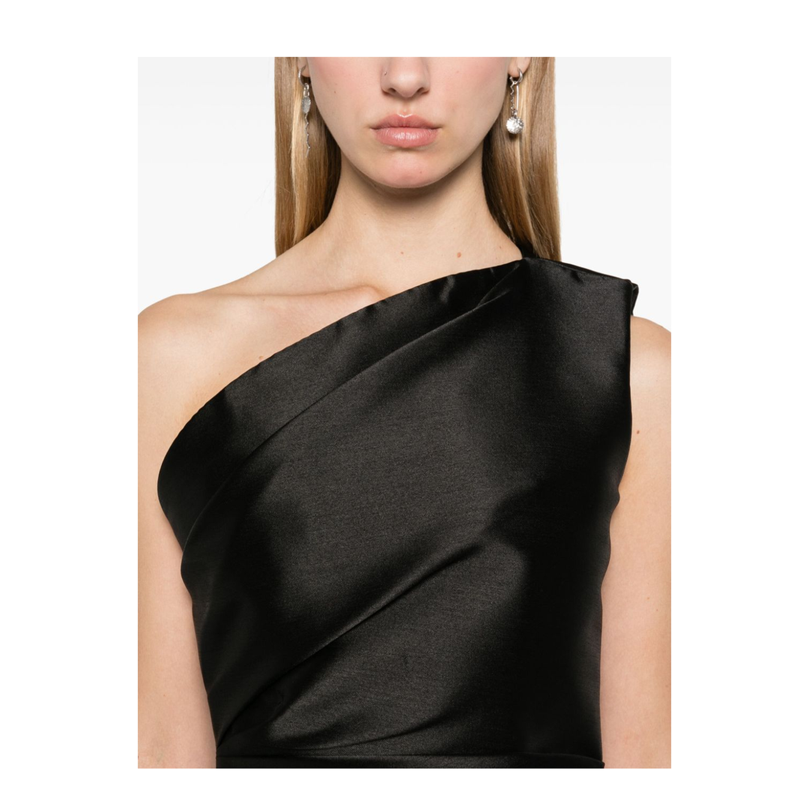 One-Shoulder Draped Mini Dress
