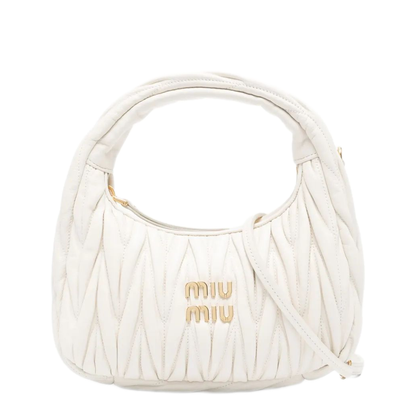 Wander Small Matelassé Nappa Leather Hobo Bag - White
