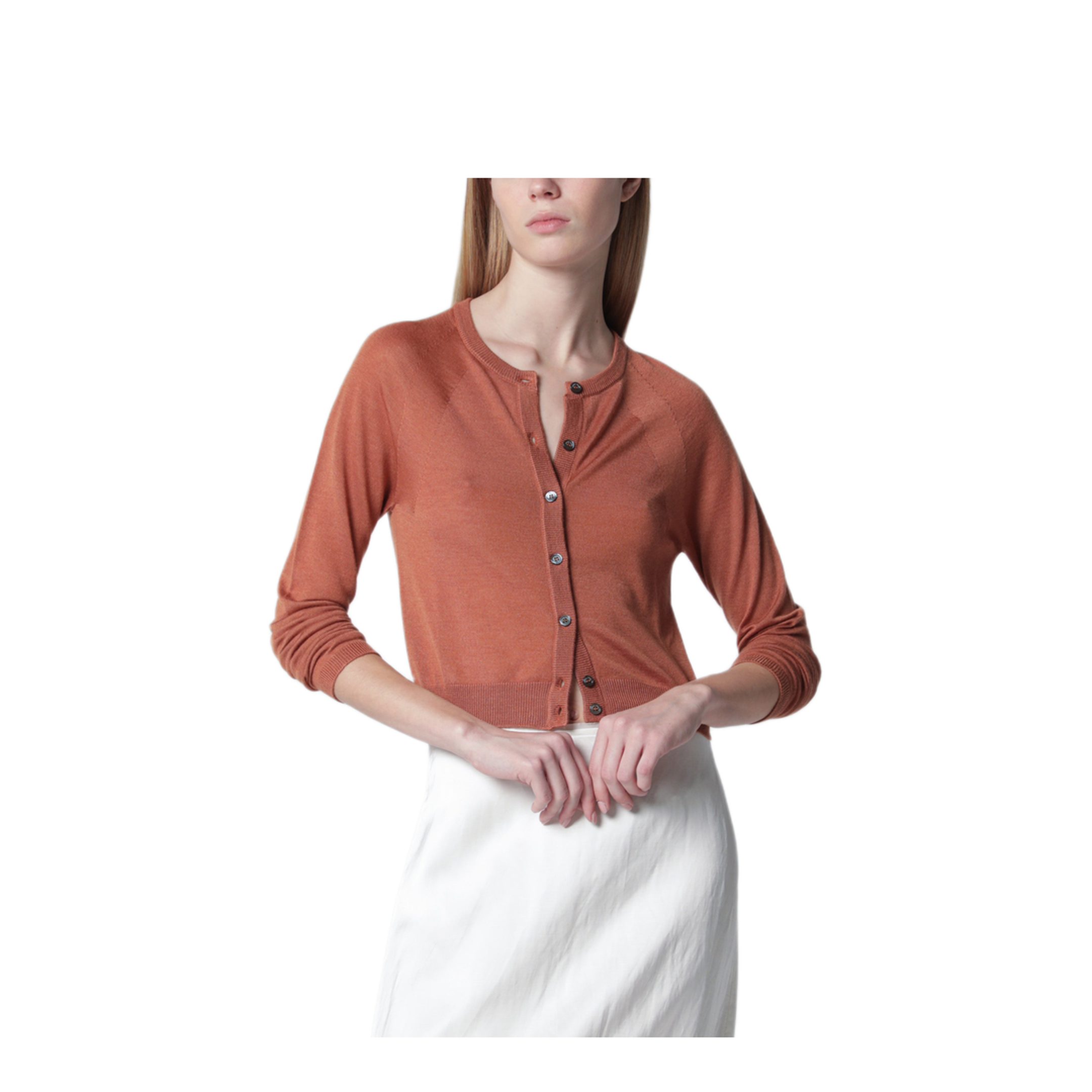 MAYFEYR - Roberto Collina - Brick Colored Cardigan In Cashmere And Silk - 261FXA02020WS55