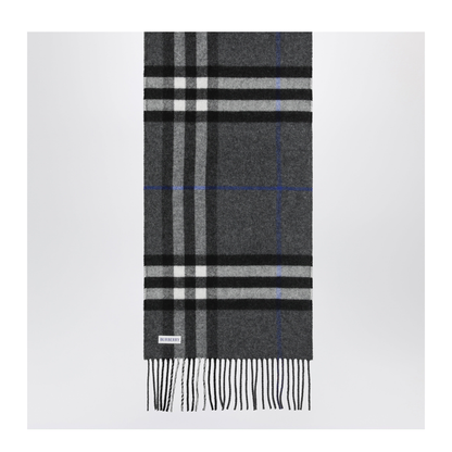 Reversible Check Cashmere Scarf In Grey