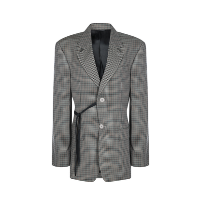 Wrap Tailored Jacket in Khaki/Brown