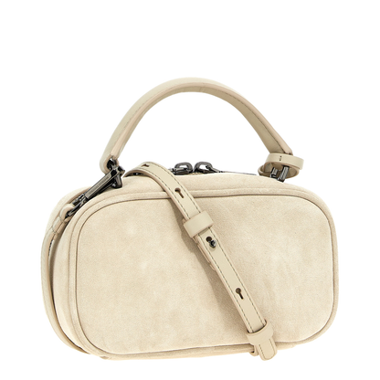 'Boston Explorer' White Crossbody Bag With Removable Metal Padlock Charm