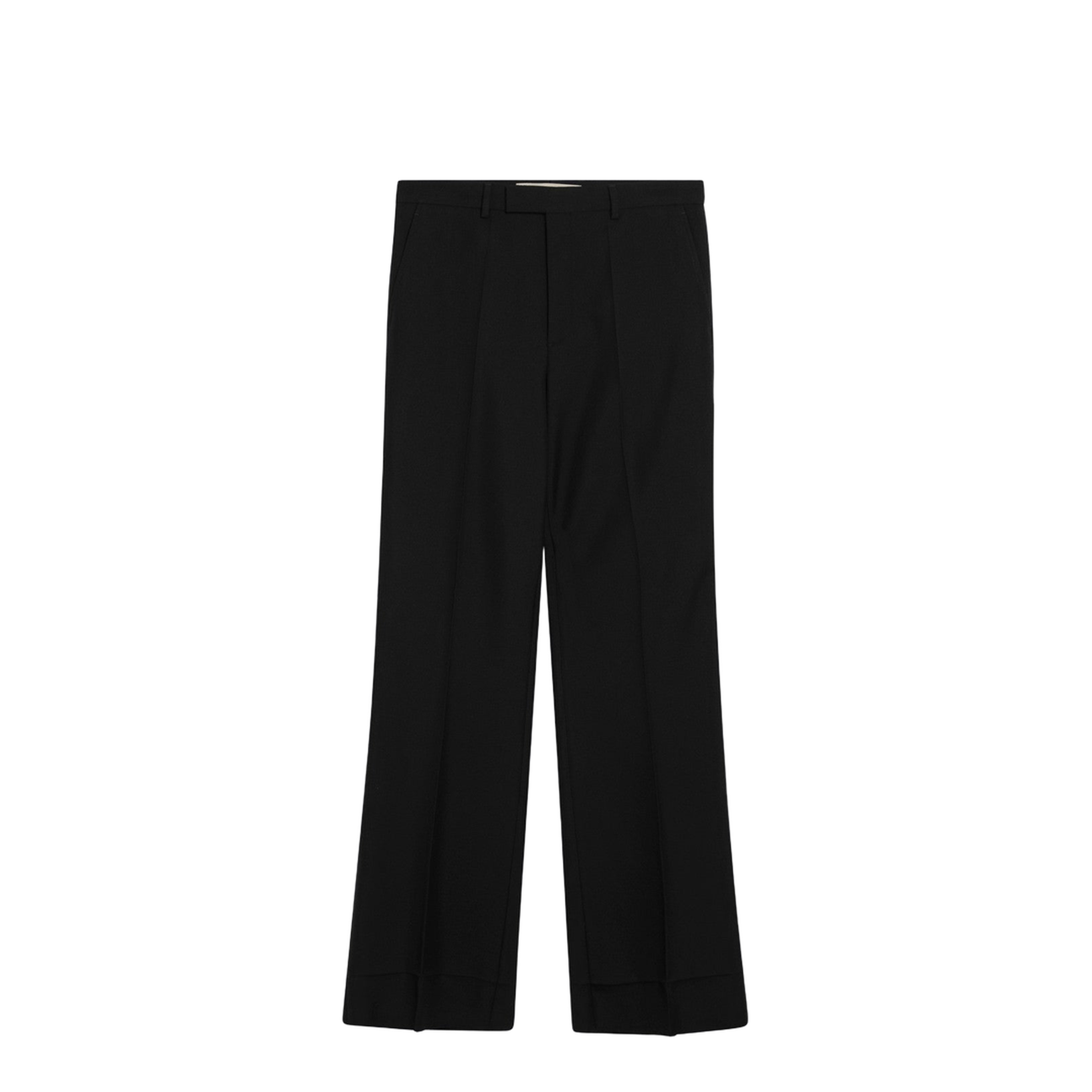 Black Flared Trousers with Pleats on Front