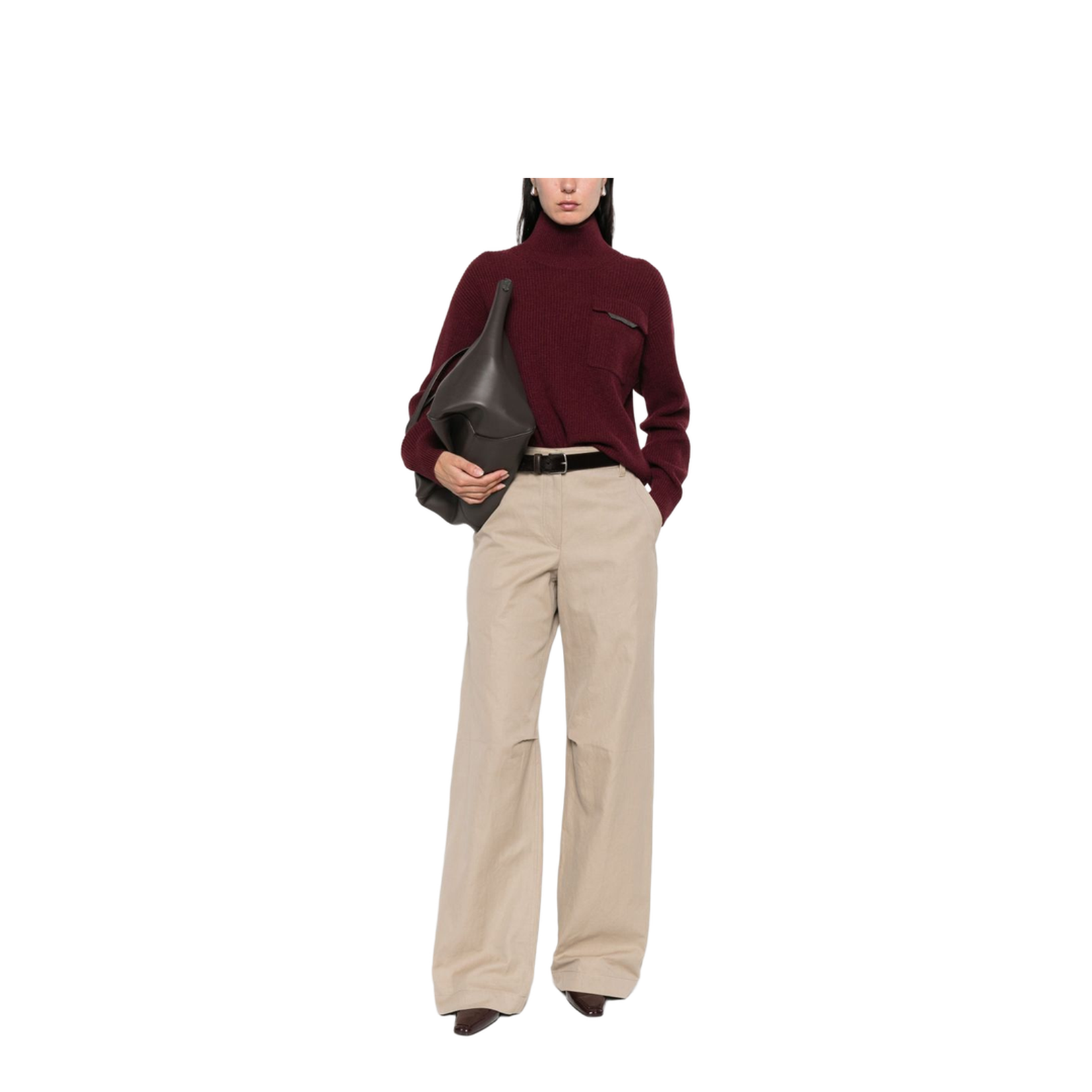 Ribbed Knit High Neck Jumper