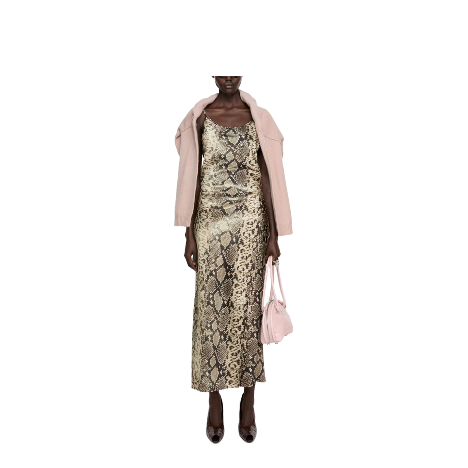 Satin Dress - Multi Brown