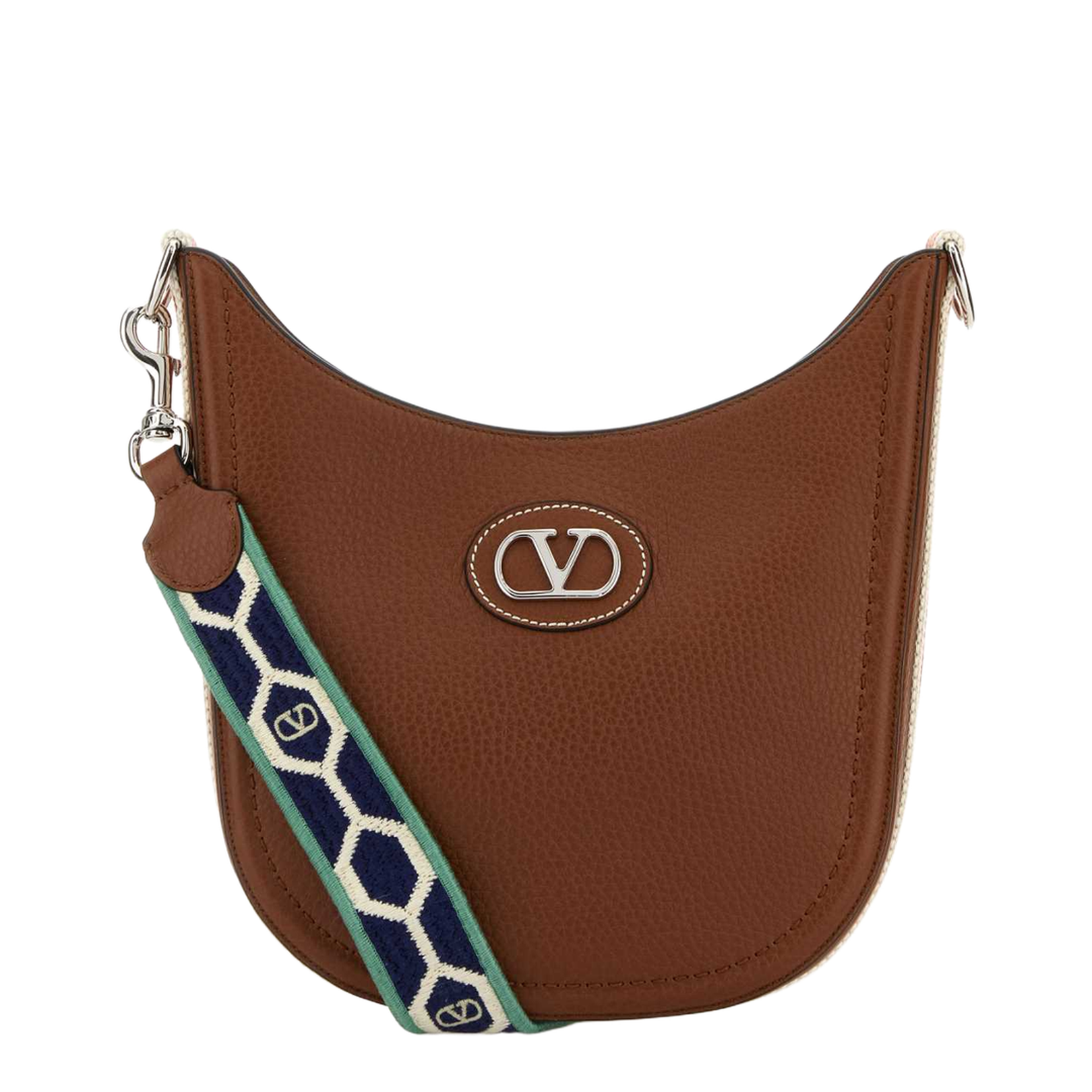 Caramel Leather Vlogo Signature Shoulder Bag