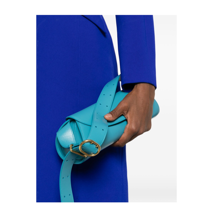 Cannolo Small Calf Leather Shoulder Bag - Light Blue