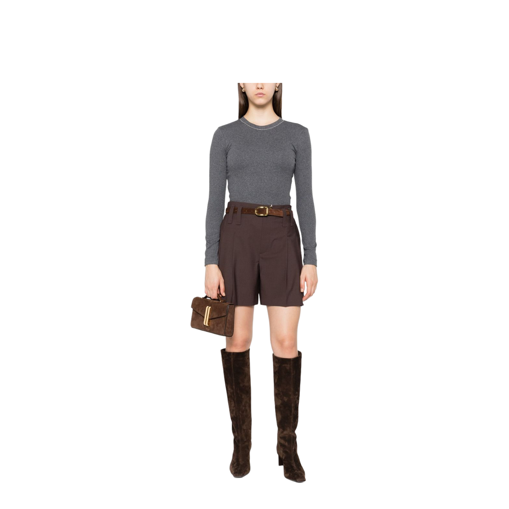 Formal Shorts with Monili in Cocoa