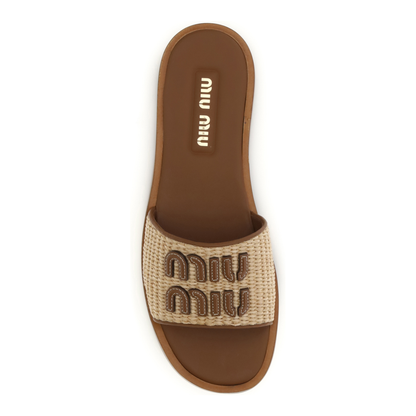 MAYFEYR - Miu Miu - Raffia Slippers Sandals - 5XX644F0053LOM